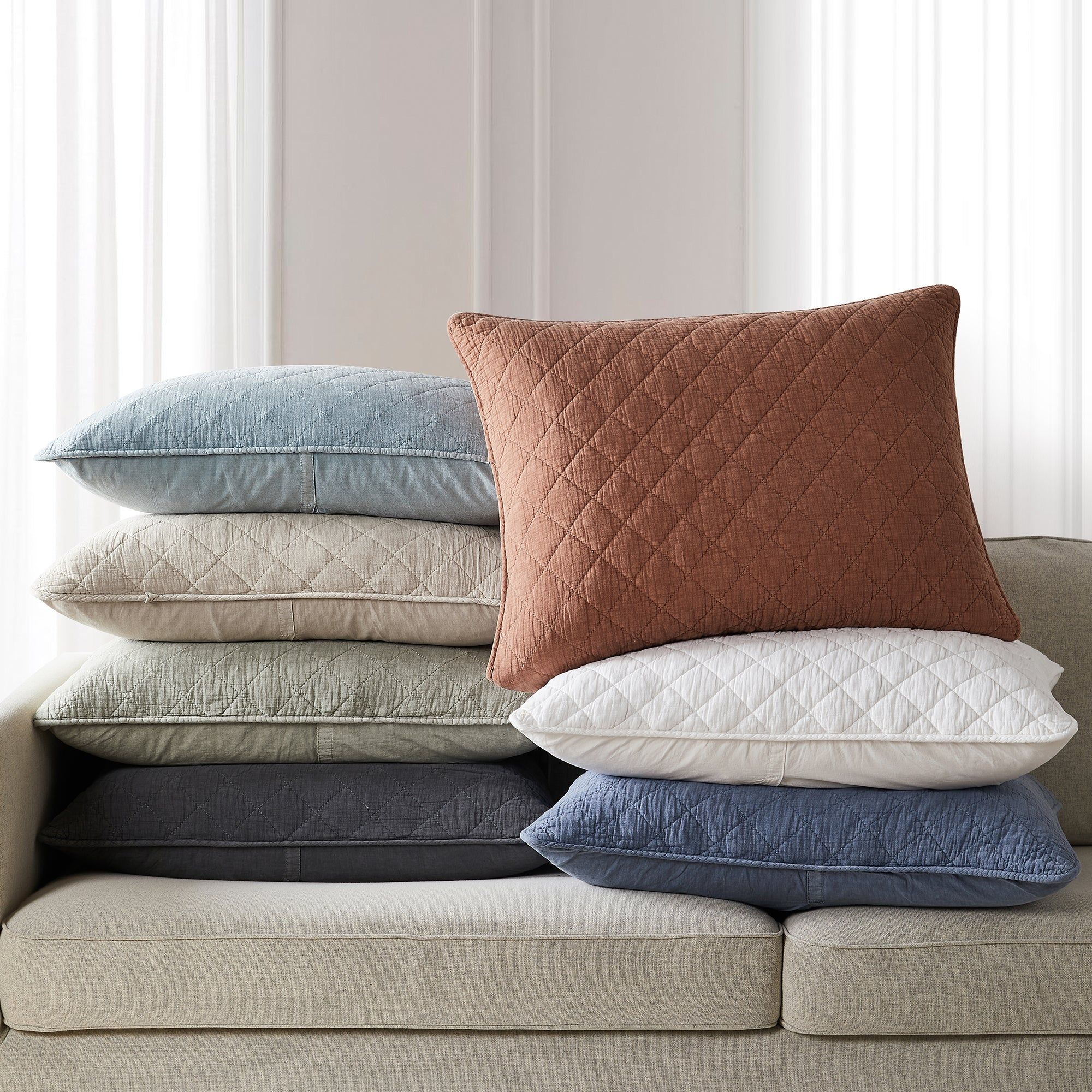 Cotton Gauze - 21" x 34" Stonewashed Pillow Sham - Copper
