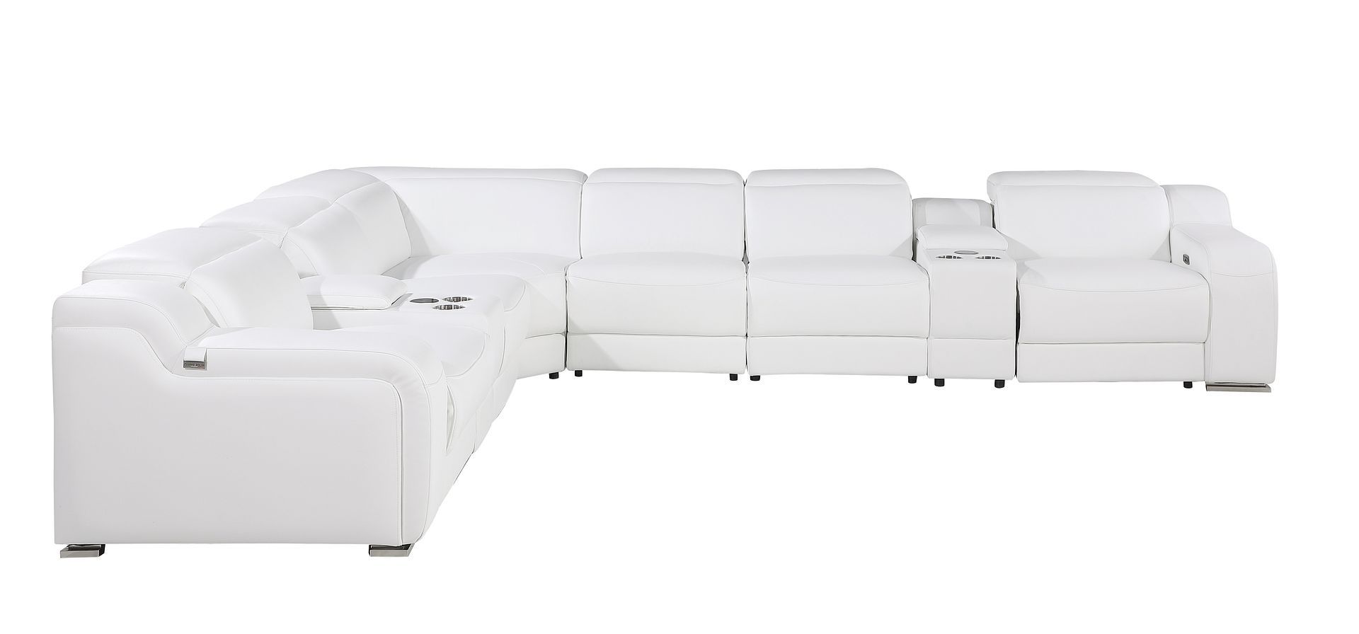 1116 - 8-Piece L-Shaped Sectional Sofa In With 4 Power Recliners & Power Headrests