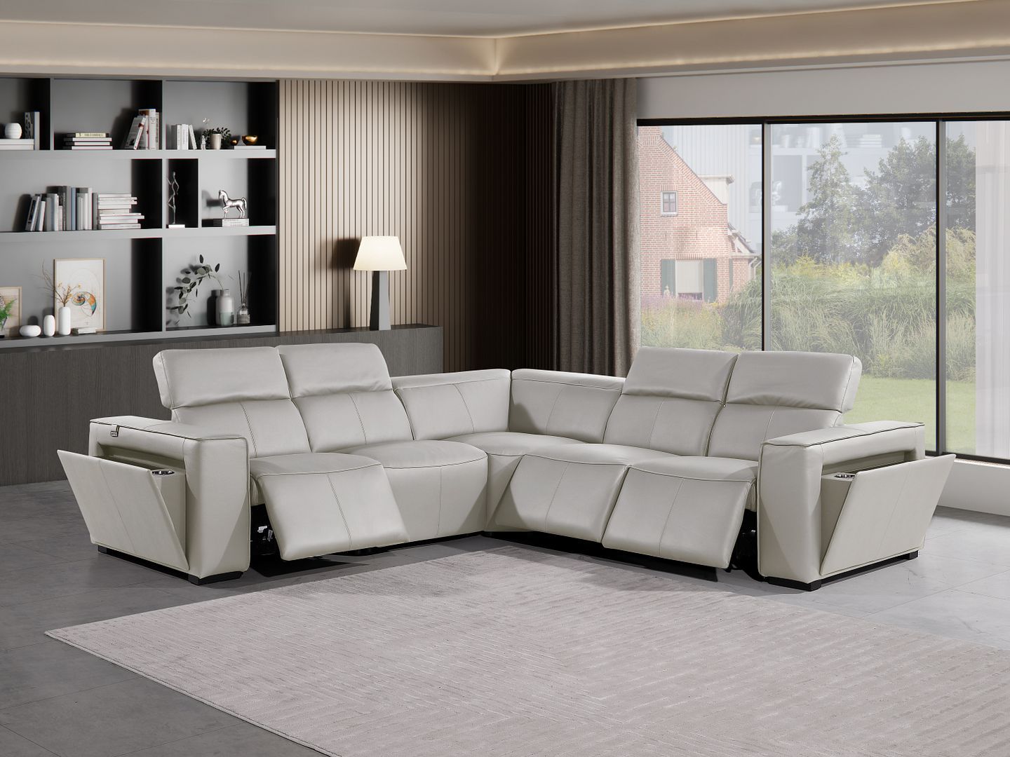 1224 - 5-Piece L-Shaped Sectional Sofa In With 3 Power Recliners & Power Headrests