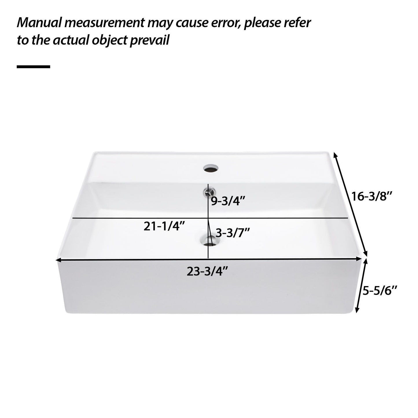 Modern Ceramic Rectangular Wall Mounted Bathroom Sink With Faucet Hole & Overflow