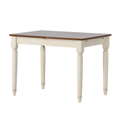 Rectangle Dining Table With Cream Legs - Dark Oak