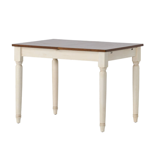 Rectangle Dining Table With Cream Legs - Dark Oak