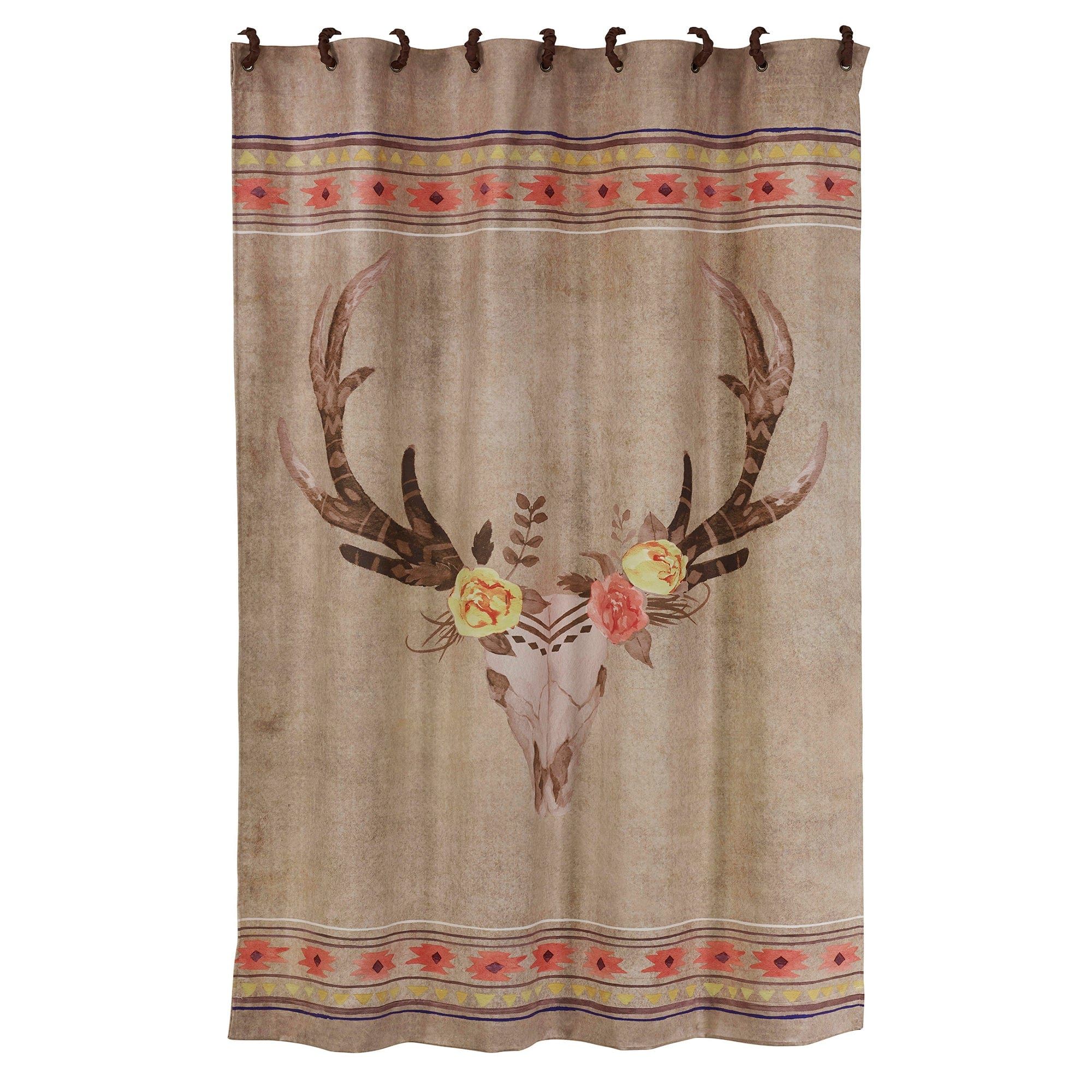 Desert Skull - Shower Curtain - Tan / Pink