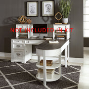 Allyson Park - Optional L Shaped Desk Set - Wirebrushed White / Charcoal