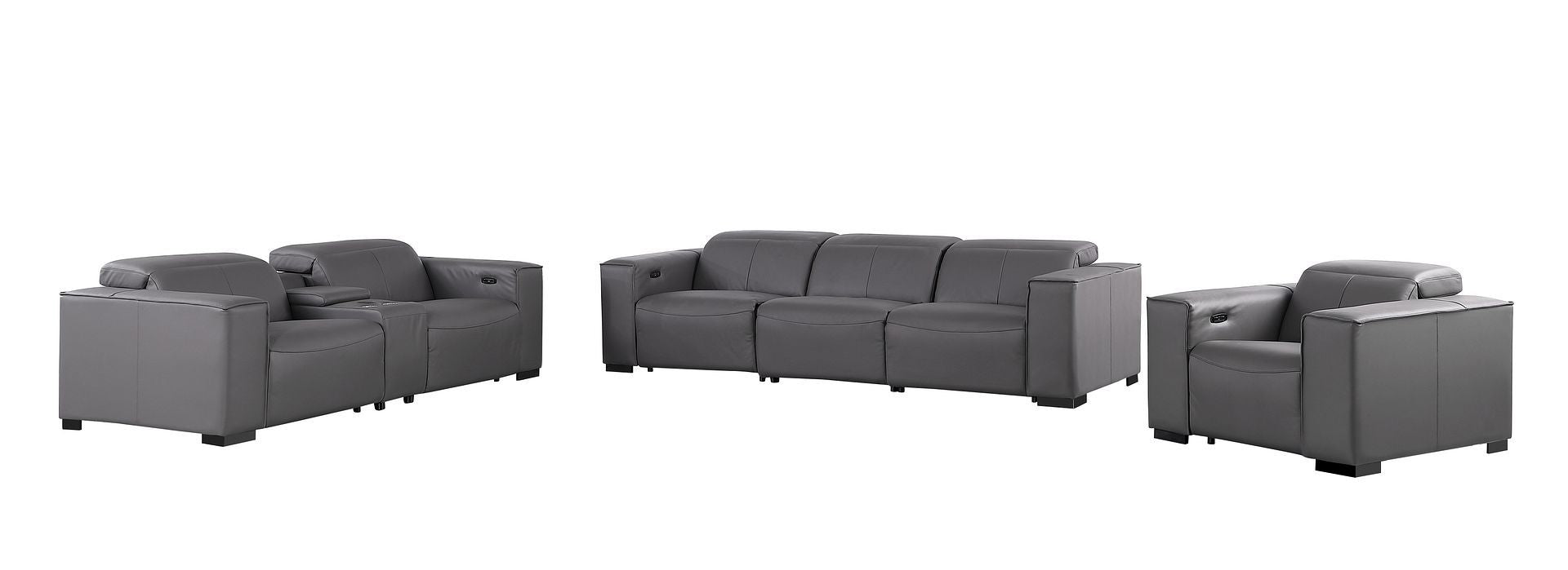 1208 - Modular Leather Set With 6 Power Recliners & Power Headrests