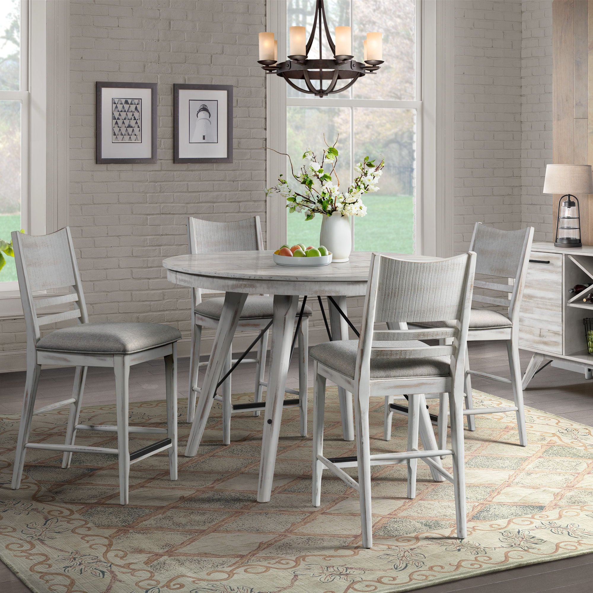 Modern Rustic - Panel Stool - Weathered White