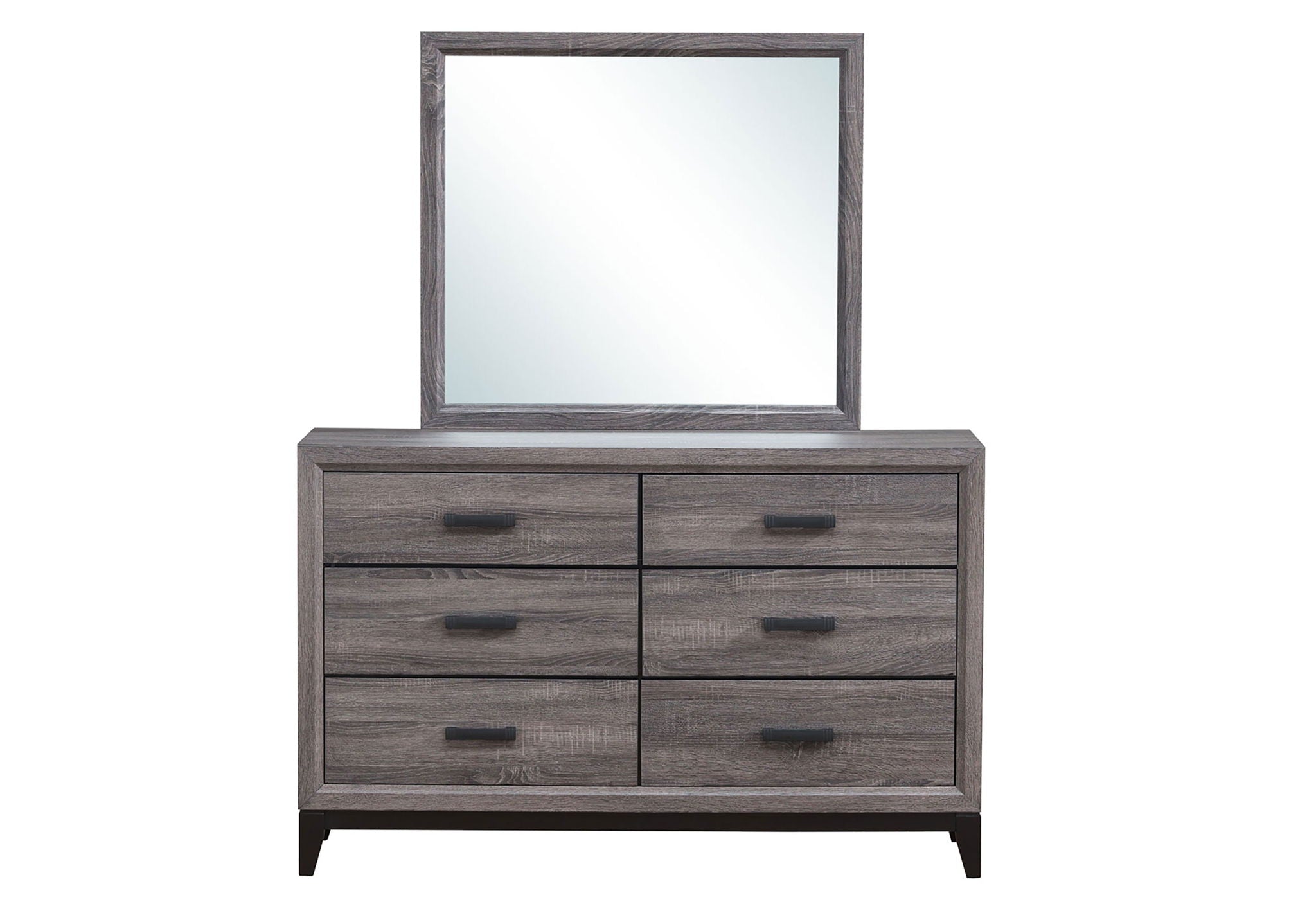 Kate - 6 Piece Queen Bedroom Set (Bed, Dresser, Mirror, Chest, 2 Nightstands) - Foil Gray