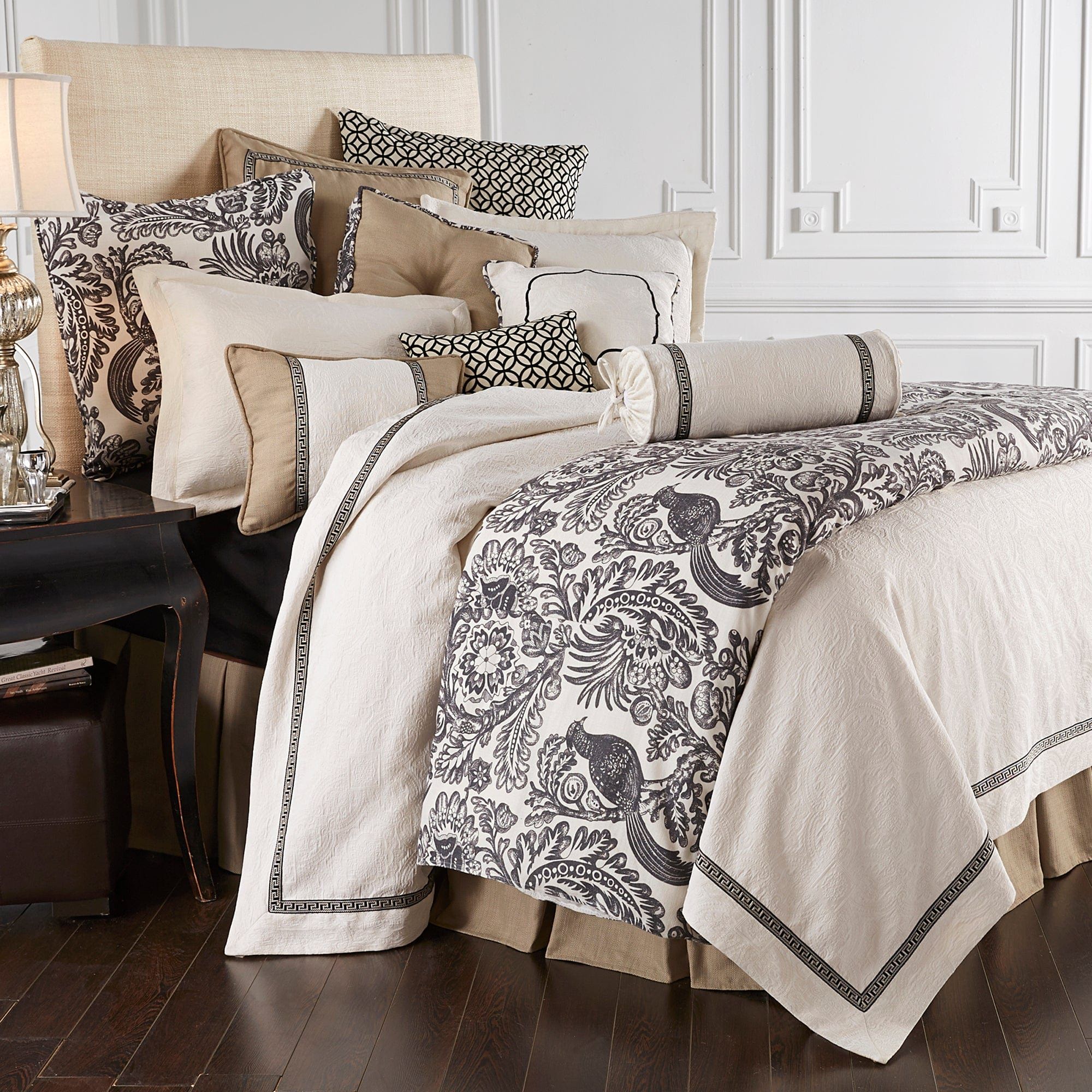 Augusta Toile - Queen Duvet Cover - White / Black