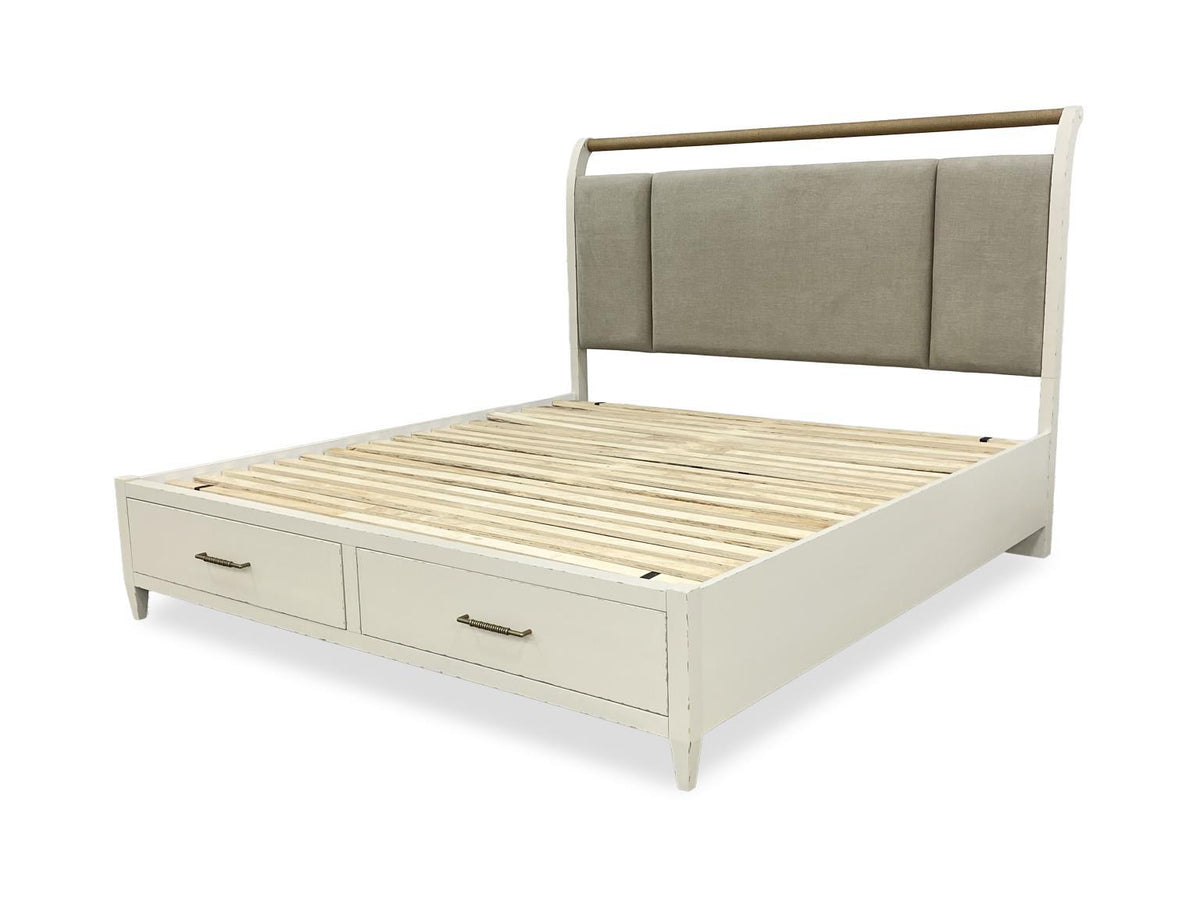 Reflections - Complete Upholstered Sleigh Bed With Storage Footboard