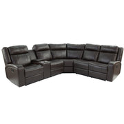 Manual Motion Recliner Sectional Sofa With Console And Cup Holders - Brown
