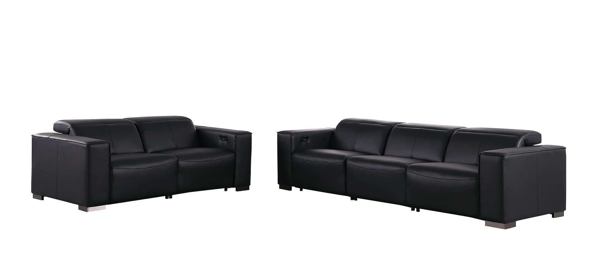 1208 - Leather Reclining Set (Sofa & Loveseat With Four Power Recliners)