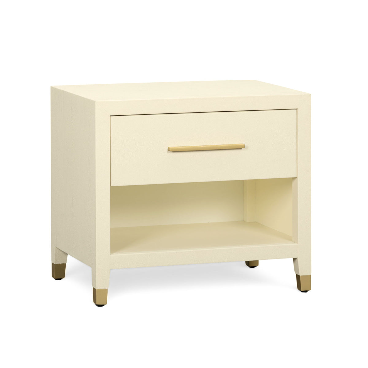 Dani - Faux Shagreen Nightstand With Drawer - Cream
