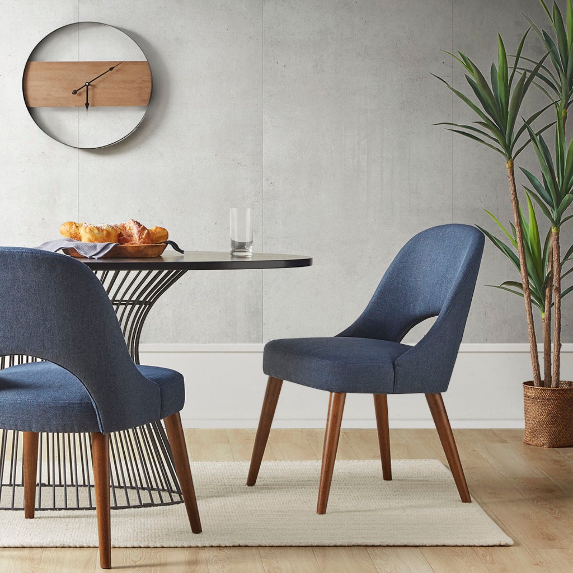 Dining Side Chair Upholstered Textured (Set of 2) - Navy
