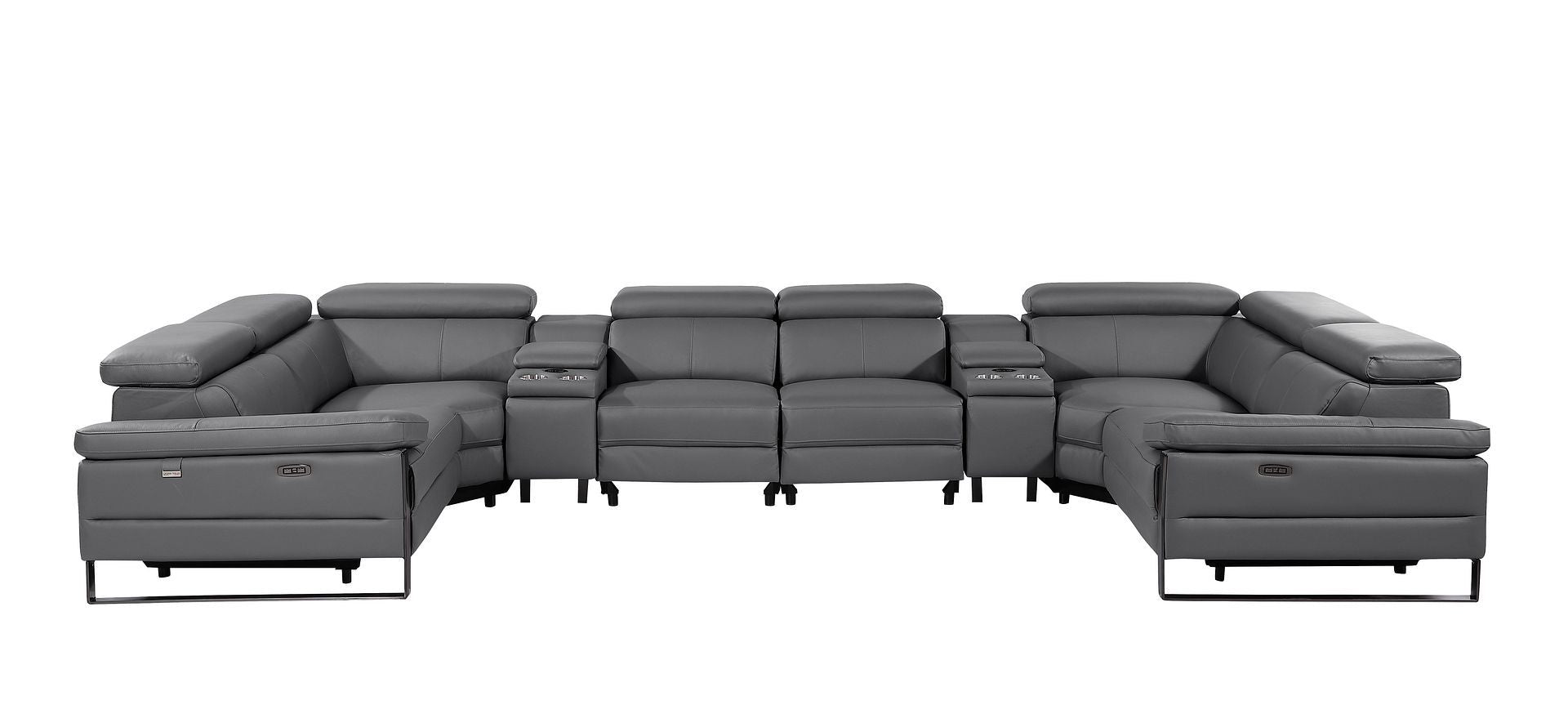 1246 - 8-Piece U-Shaped Modular Power Reclining Sectional With 4 Power Recliners And Power Headrest
