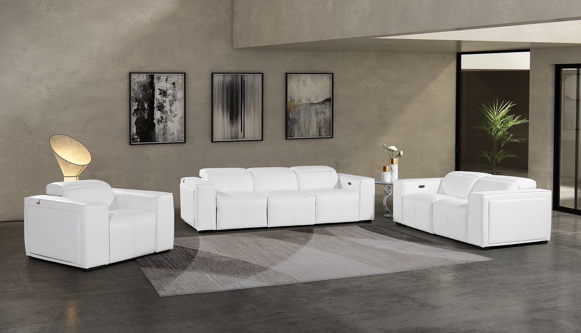 1224 - 6-Piece Modular Power Reclining Sofa, Loveseat & Chair Set In With 6 Power Recliners & Power Headrests