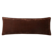 Stella - Faux Silk Velvet Long Lumbar Pillow - Copper Brown