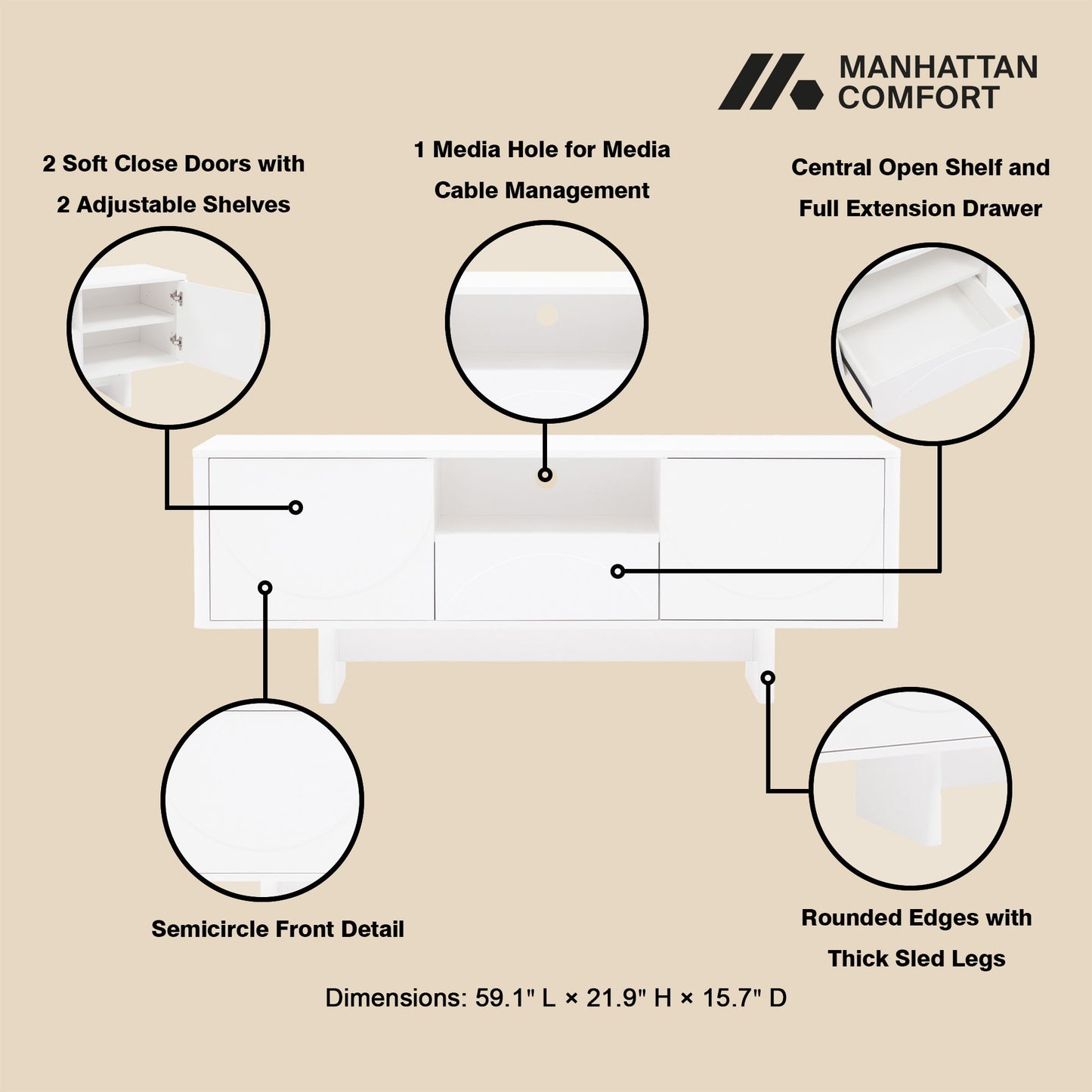 Ella - TV Stand With Adjustable Shelves