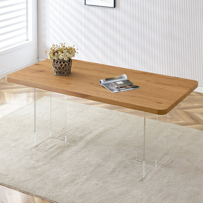 Modern Minimalist Wooden Table With Acrylic Legs