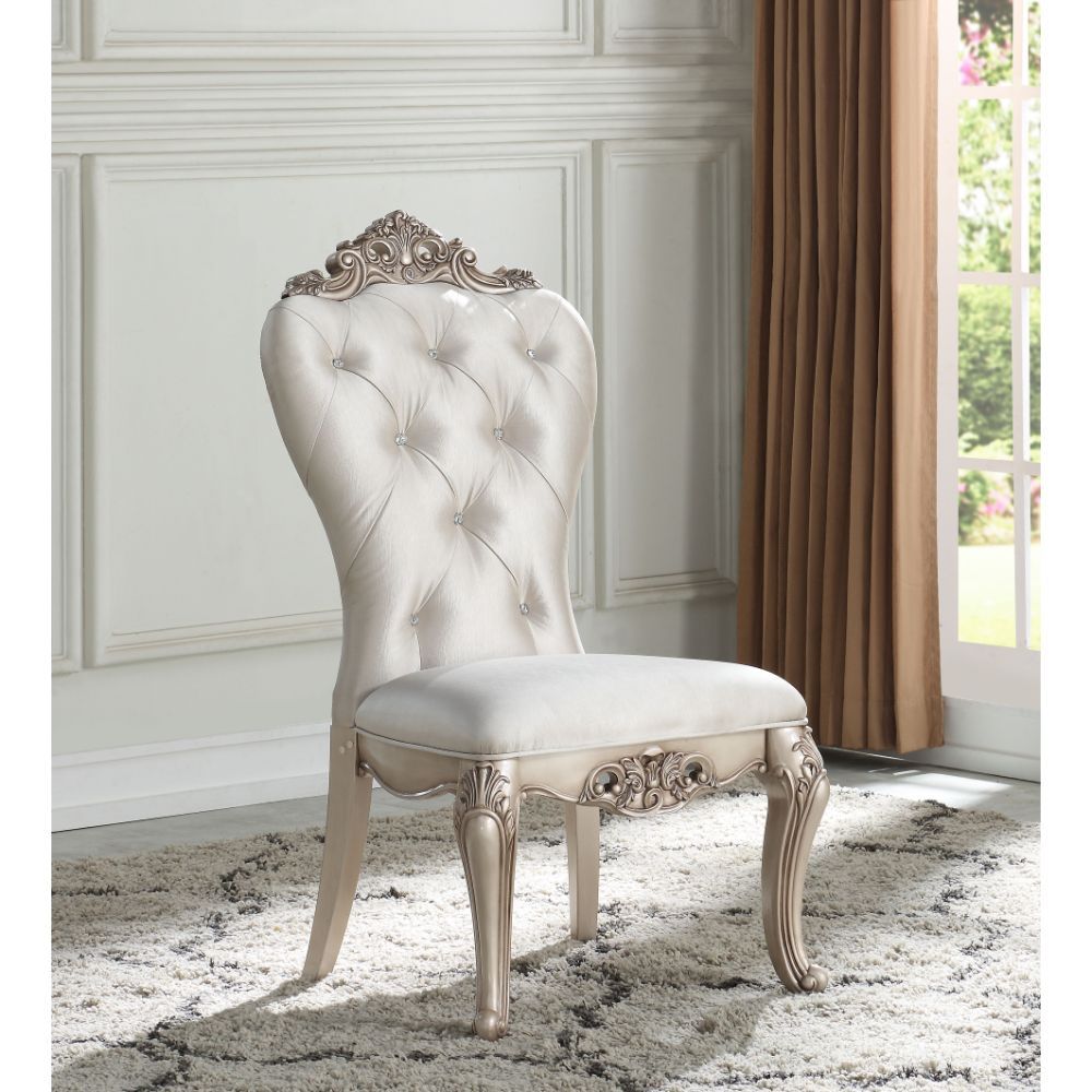 Gorsedd - Side Chair (Set of 2) - Cream Fabric & Antique White