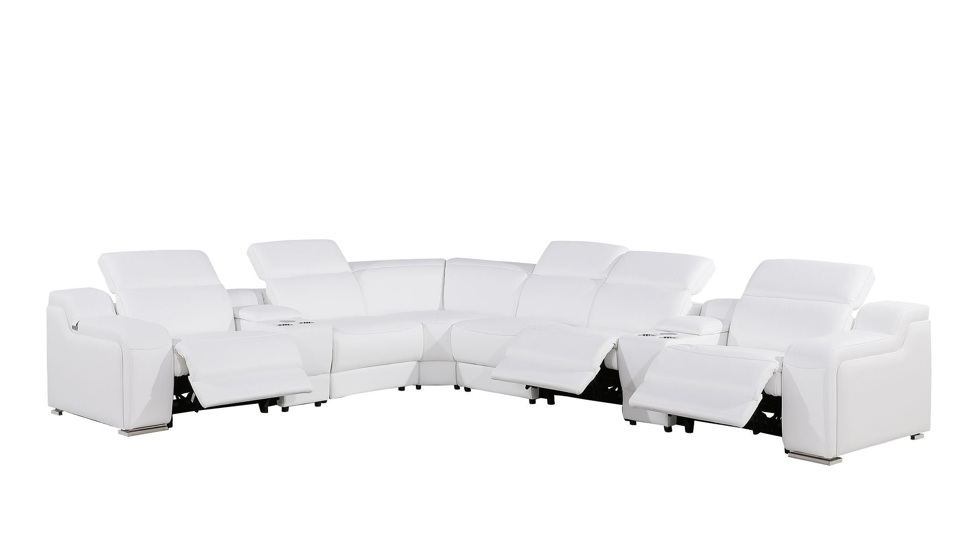 1116 - 8-Piece L-Shaped Sectional Sofa In With 3 Power Recliners & Power Headrests