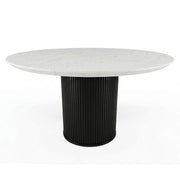 Jaramillo - Round Dining Table With Engineered Marble Top - Engineered Marble Top & Black