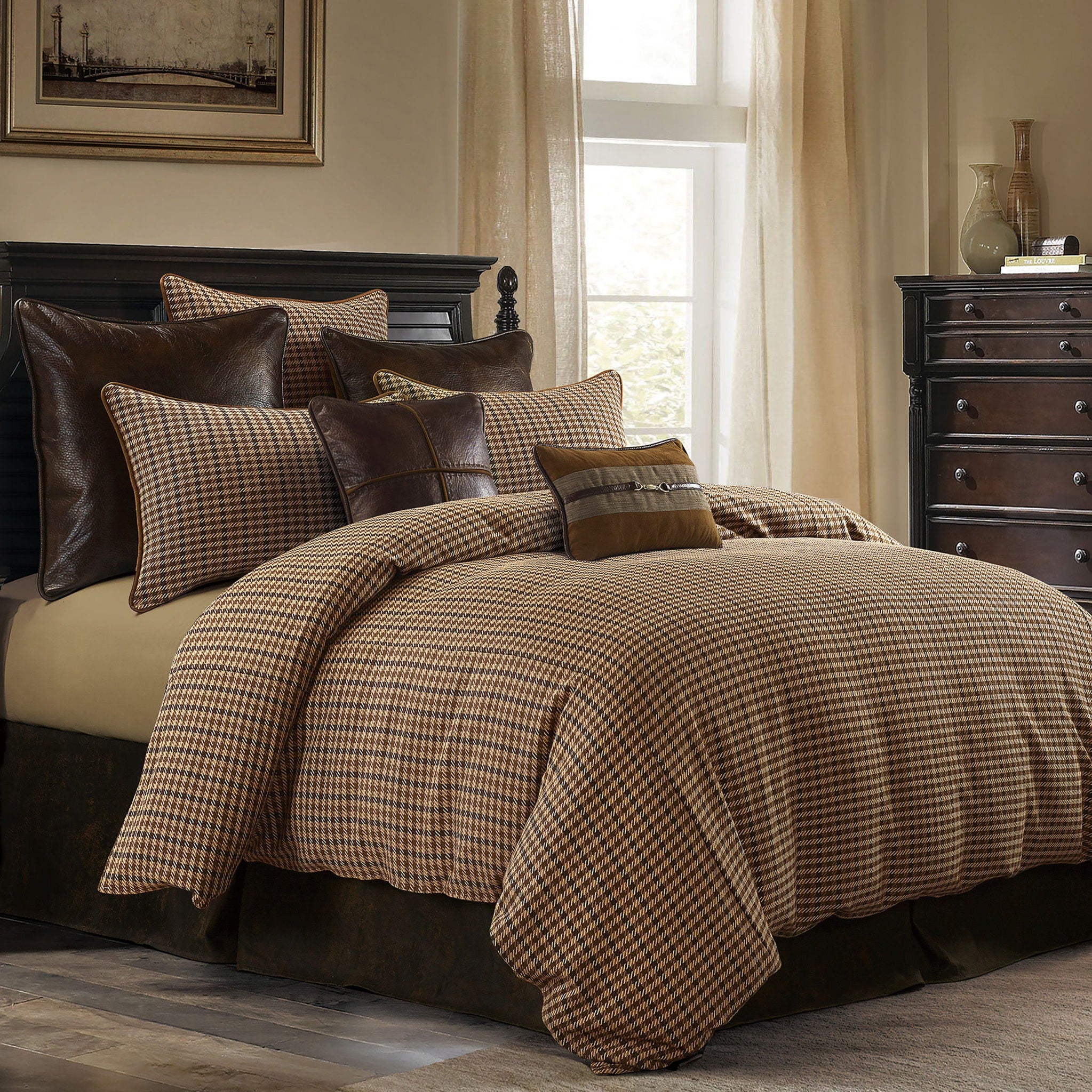Clifton - Queen Comforter Set (Set of 3) - Brown / Green / Cream