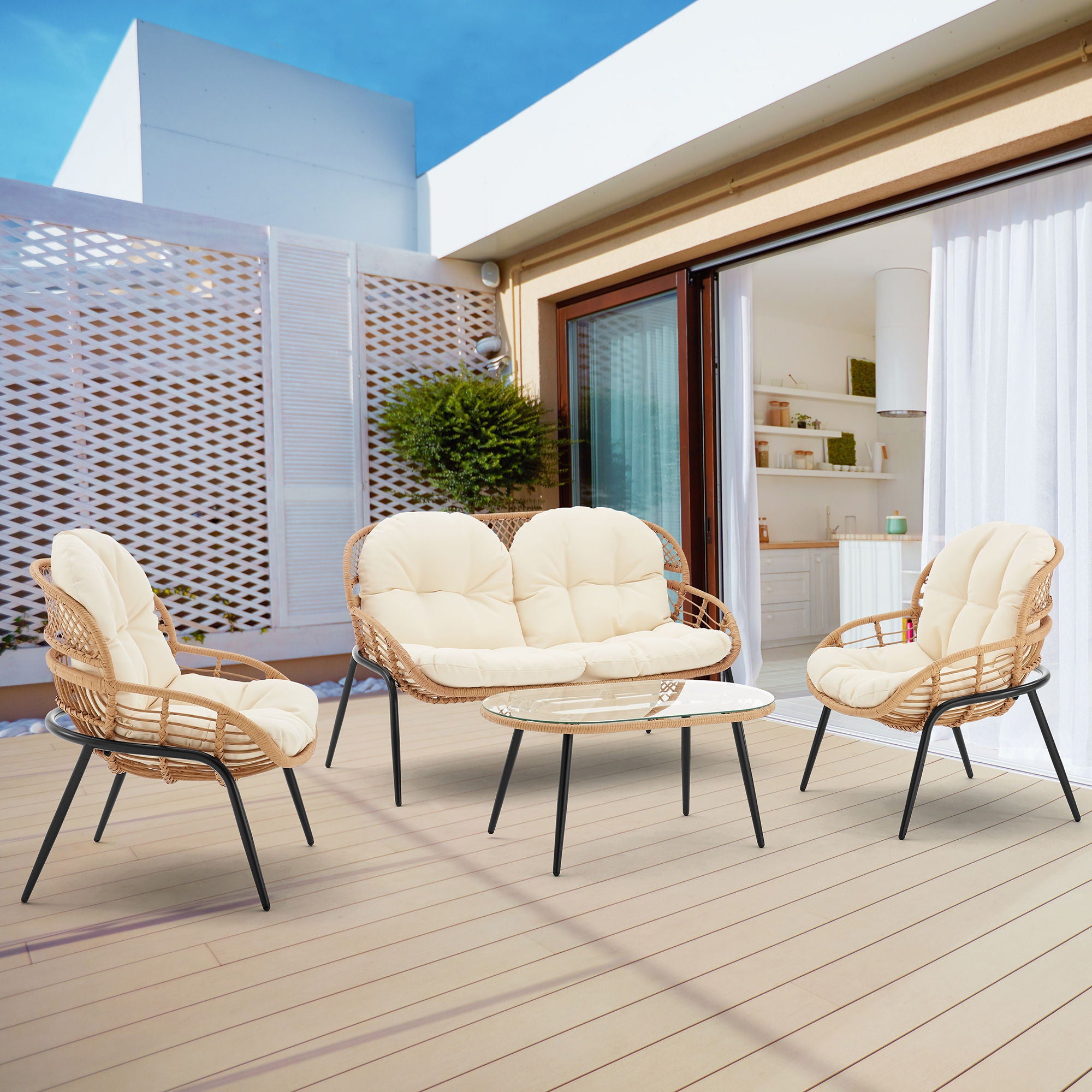 Pine - 4 Piece Outdoor Conversation Set