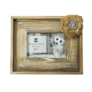 Picture Frame - 4" x 6" Wooden Burlap Bow Picture Frame  - Multi Color