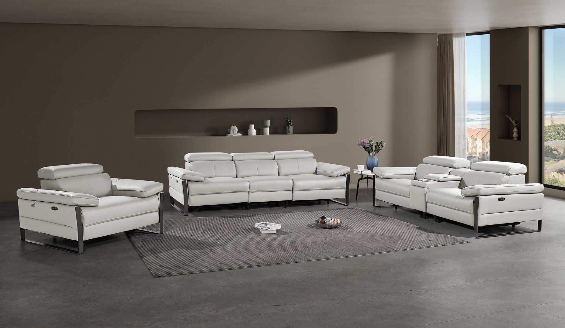 1246 - Modular Power Triple Reclining Sofa, Console Loveseat, And Chair Set With Power Headrests