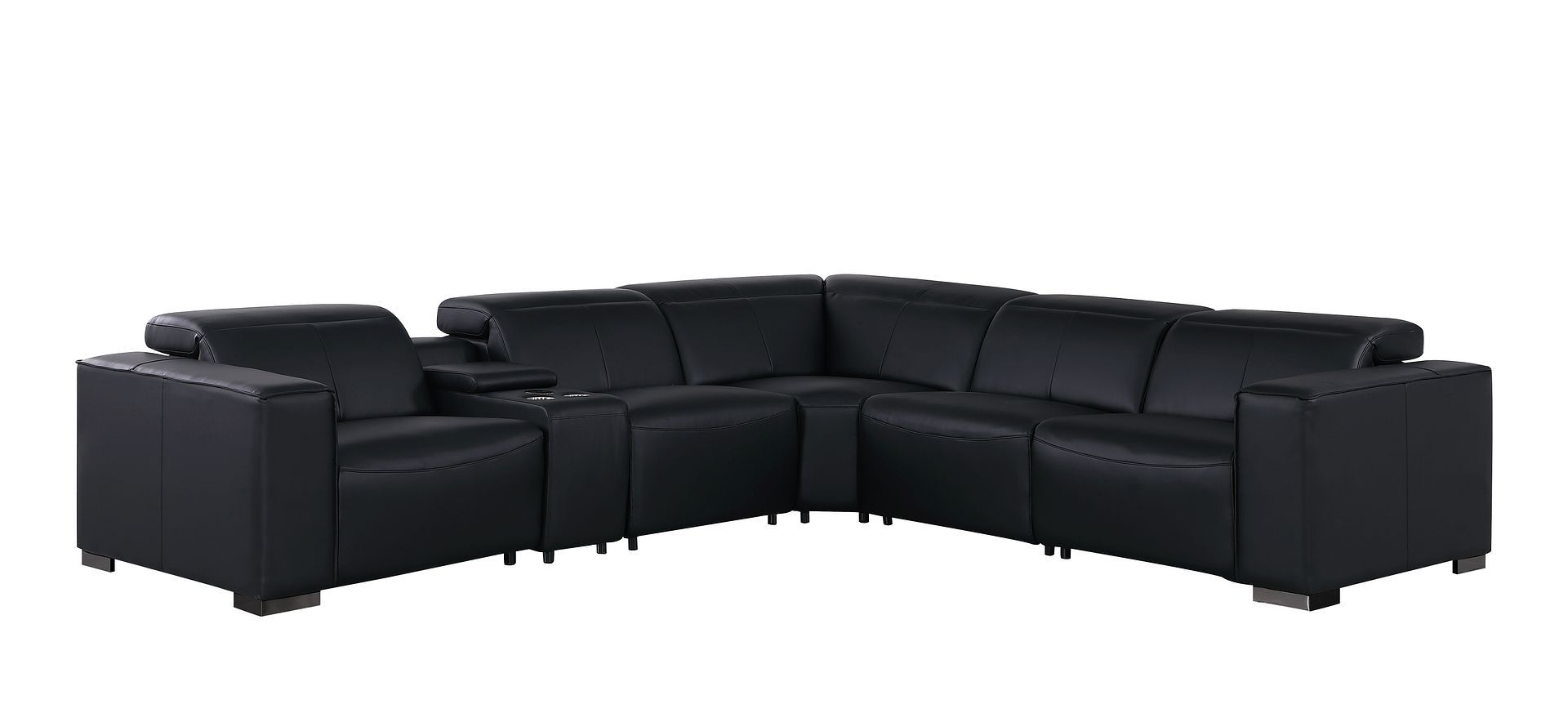 1208 - 6-Piece L-Shaped Leather Reclining Sectional With 3 Power Recliners