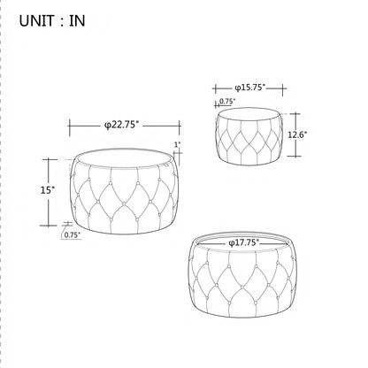 Nesting Ottomans 2 Piece With Tray, 4 In 1 Function