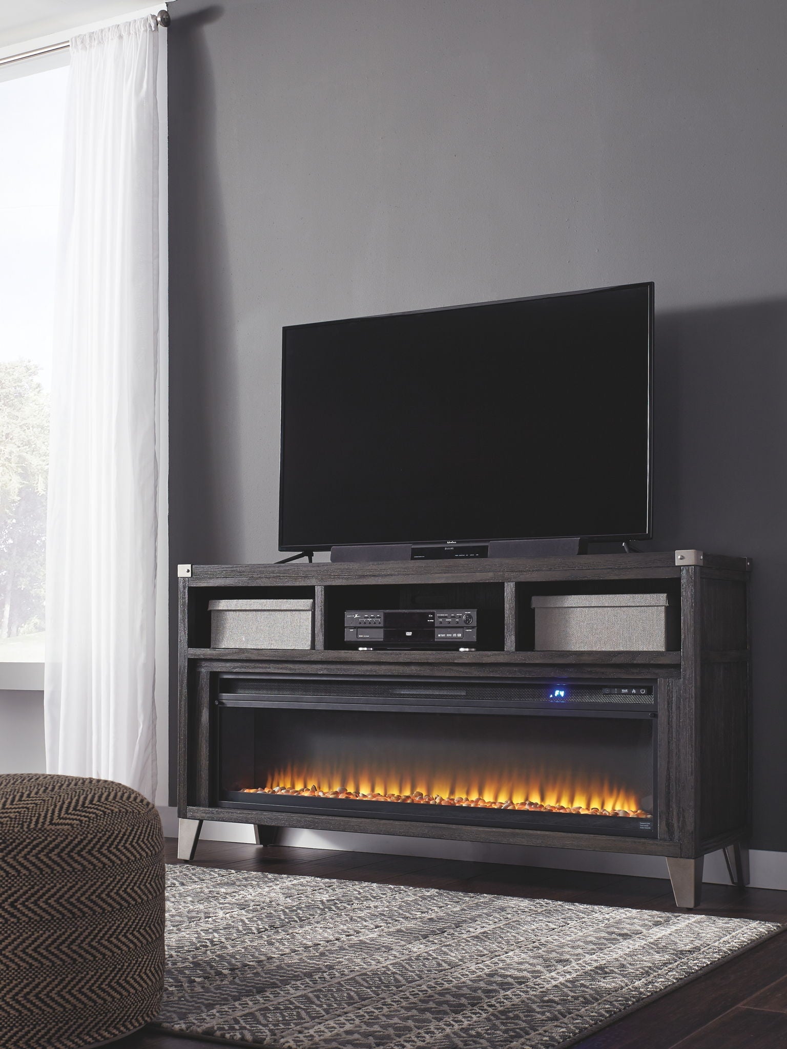 Todoe 2 Pc. 65" TV Stand with Wide Fireplace Insert
