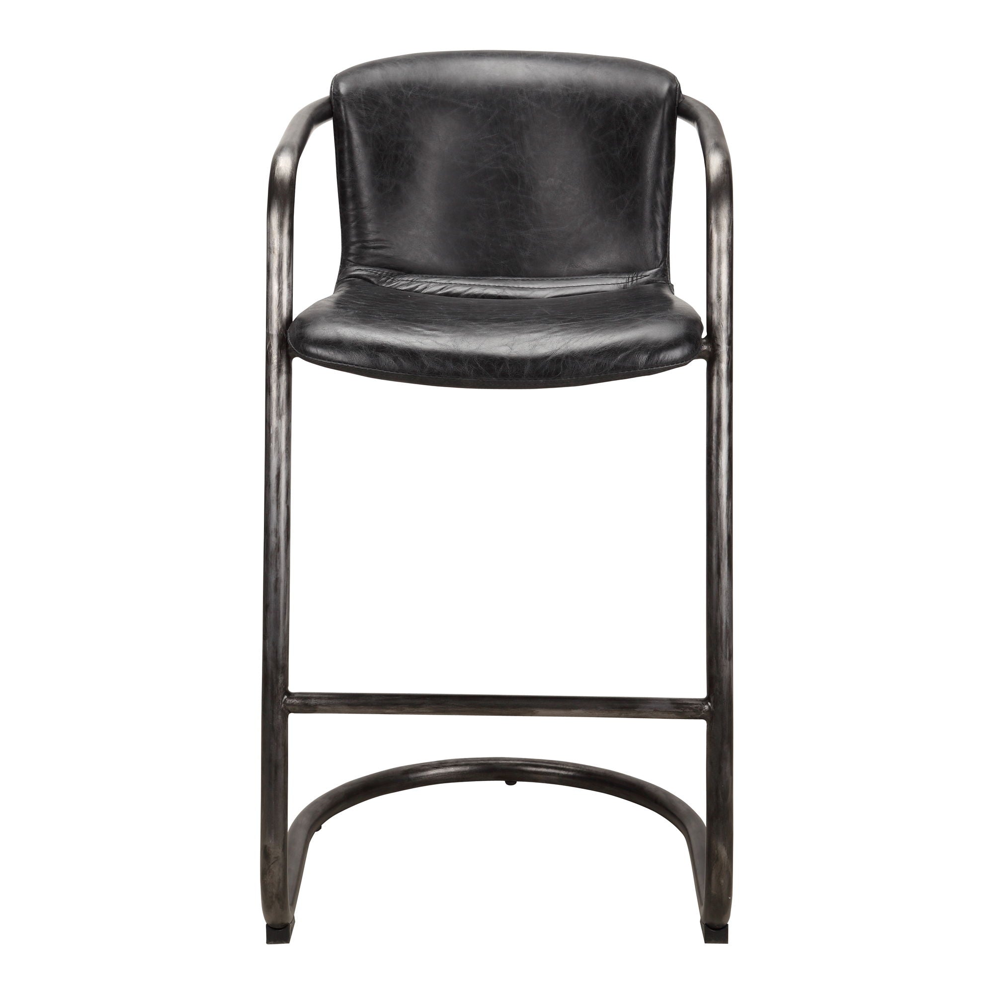 Freeman Leather Barstool (Set of 2) - Thumbnail 2
