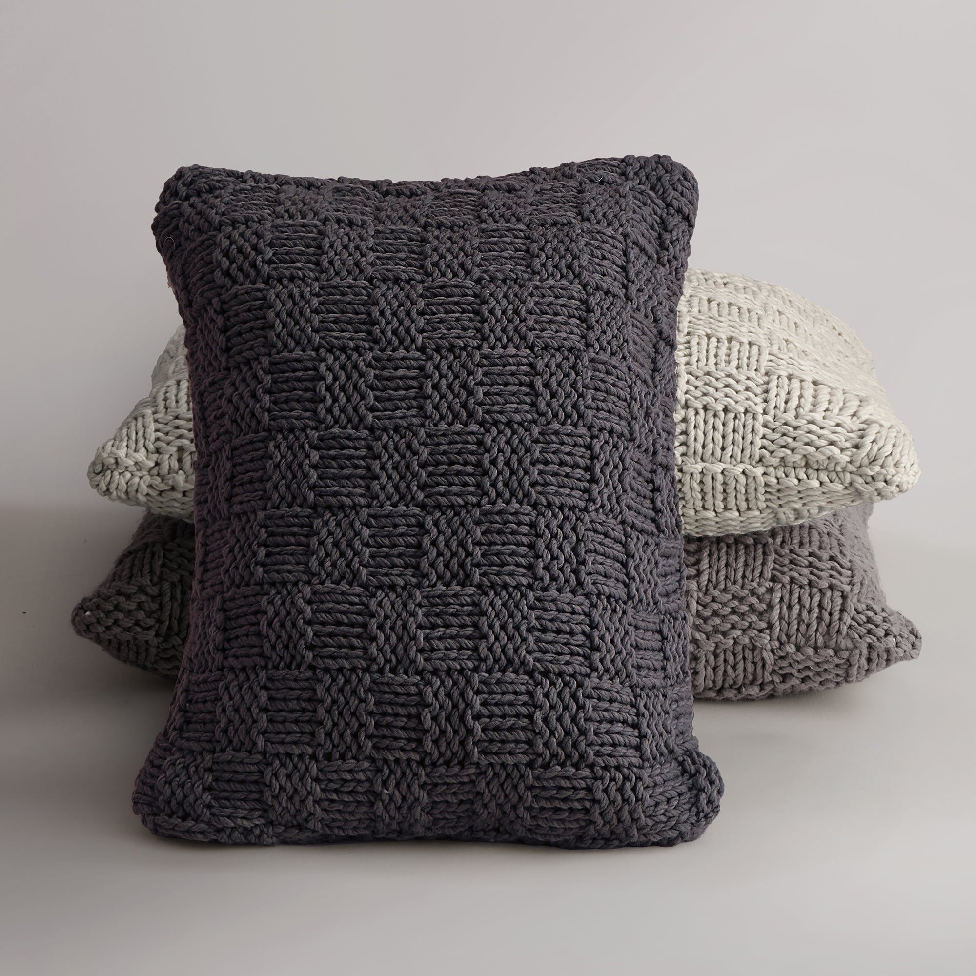 Chess Knit - Dutch Euro Pillow - Gray