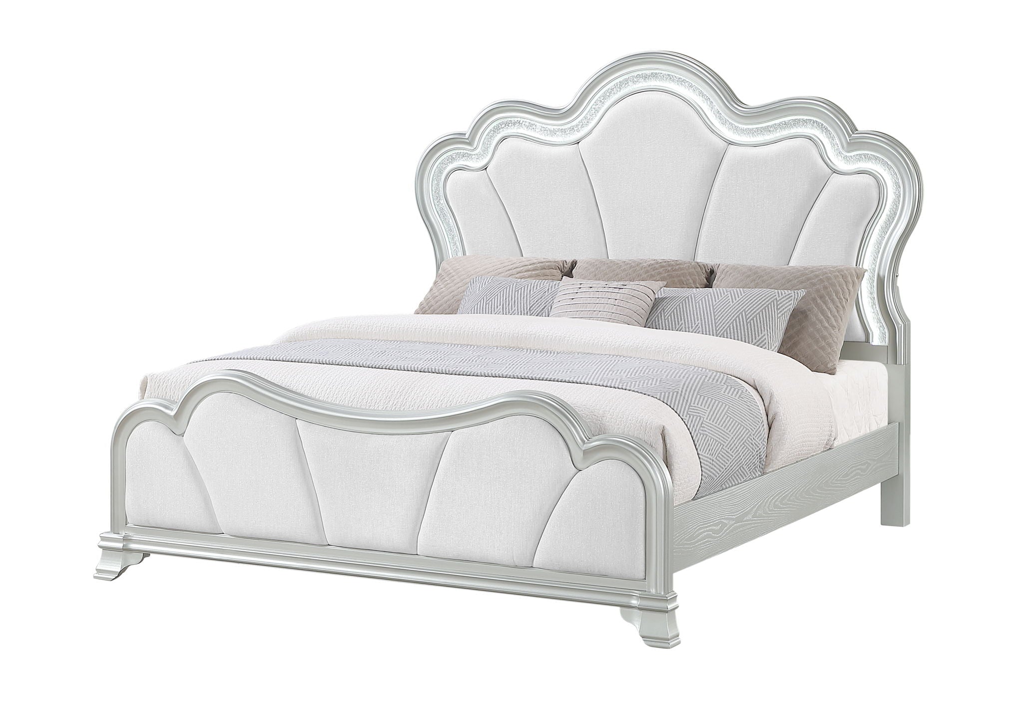 Aria - Queen Bed With LED - Silver