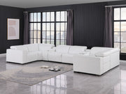 1208 - 8 Piece U Shaped Leather Sectional With 4 Power Recliner & Power Headrests - White