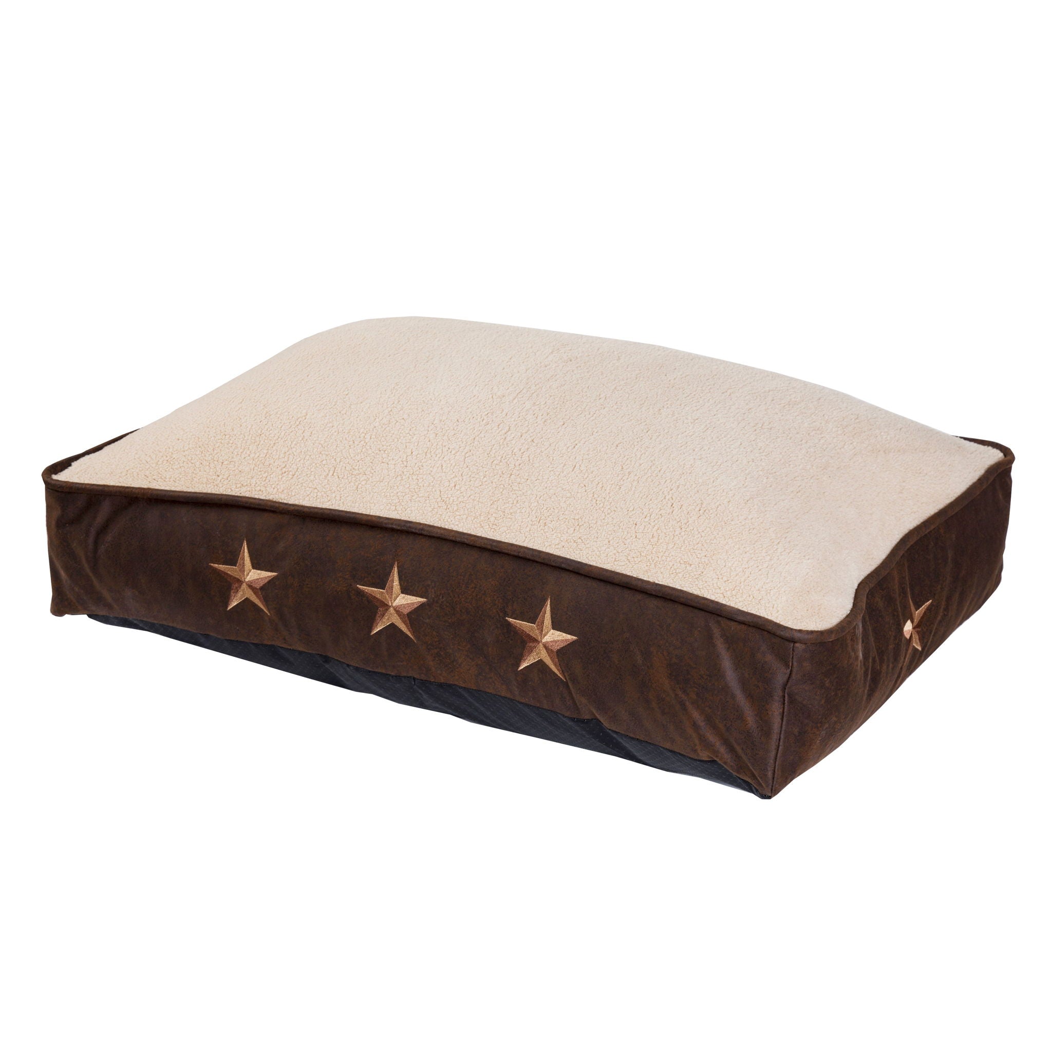 Rustic Star - Embroidered Star Dog Bed, 2 Per Carton - Tan / Brown