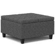 Harrison - Small Square Coffee Table Storage Ottoman - Gray