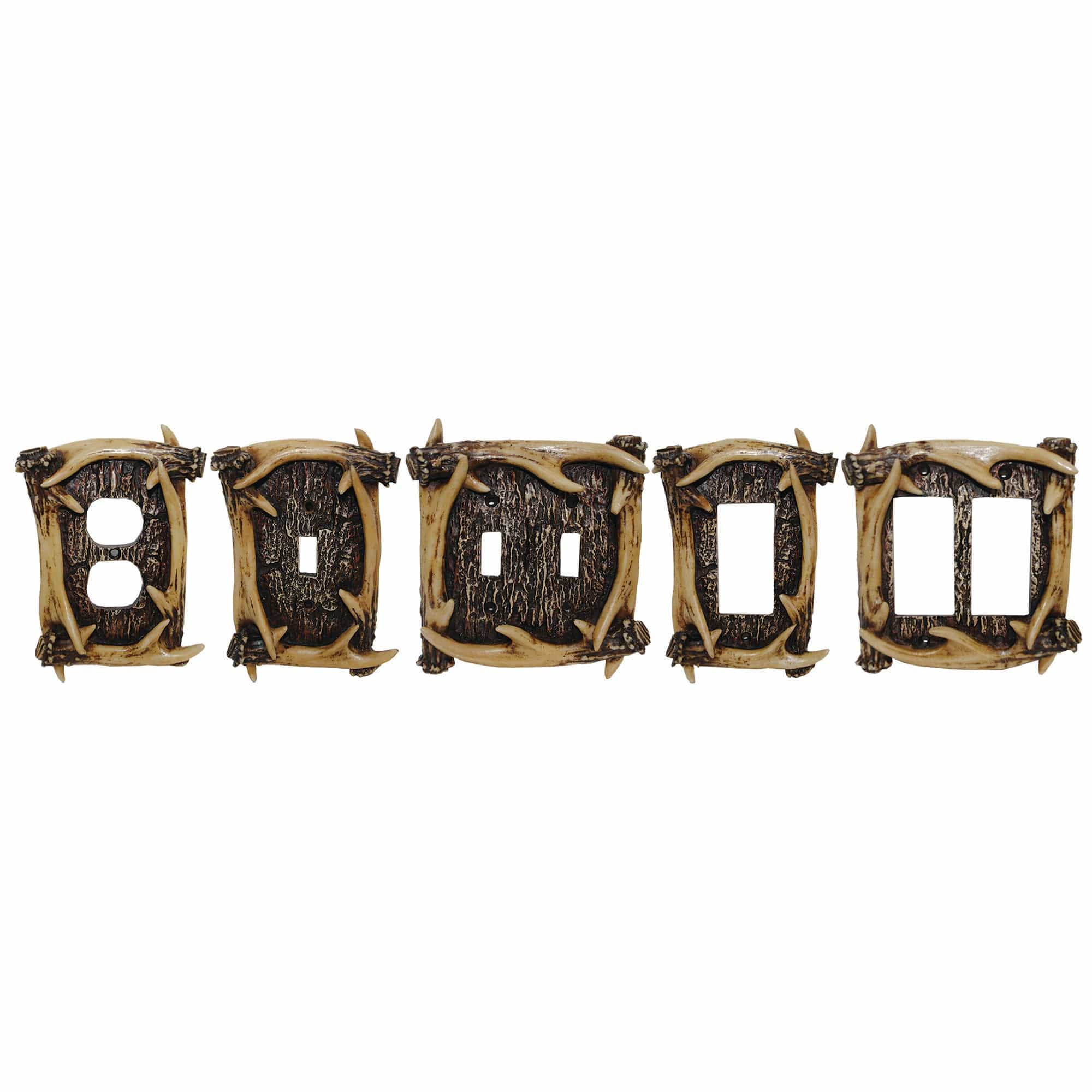 Antler Switch Plate - 5" x 3.5" Antler Single Wall Switch Plate 4 Per Carton - Brown
