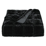 Stella - Faux Silk Velvet Double Box Stitch Throw - Black
