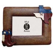 Texas Themed - 4" x 6" Texas Flag & Boots Picture Frame  - Brown