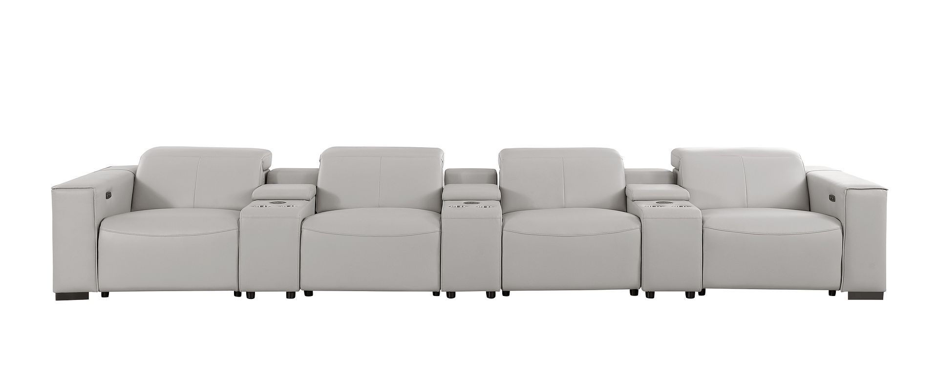 1208 - 7 Piece Leather Sofa With 4 Power Recliners And Power Headrests