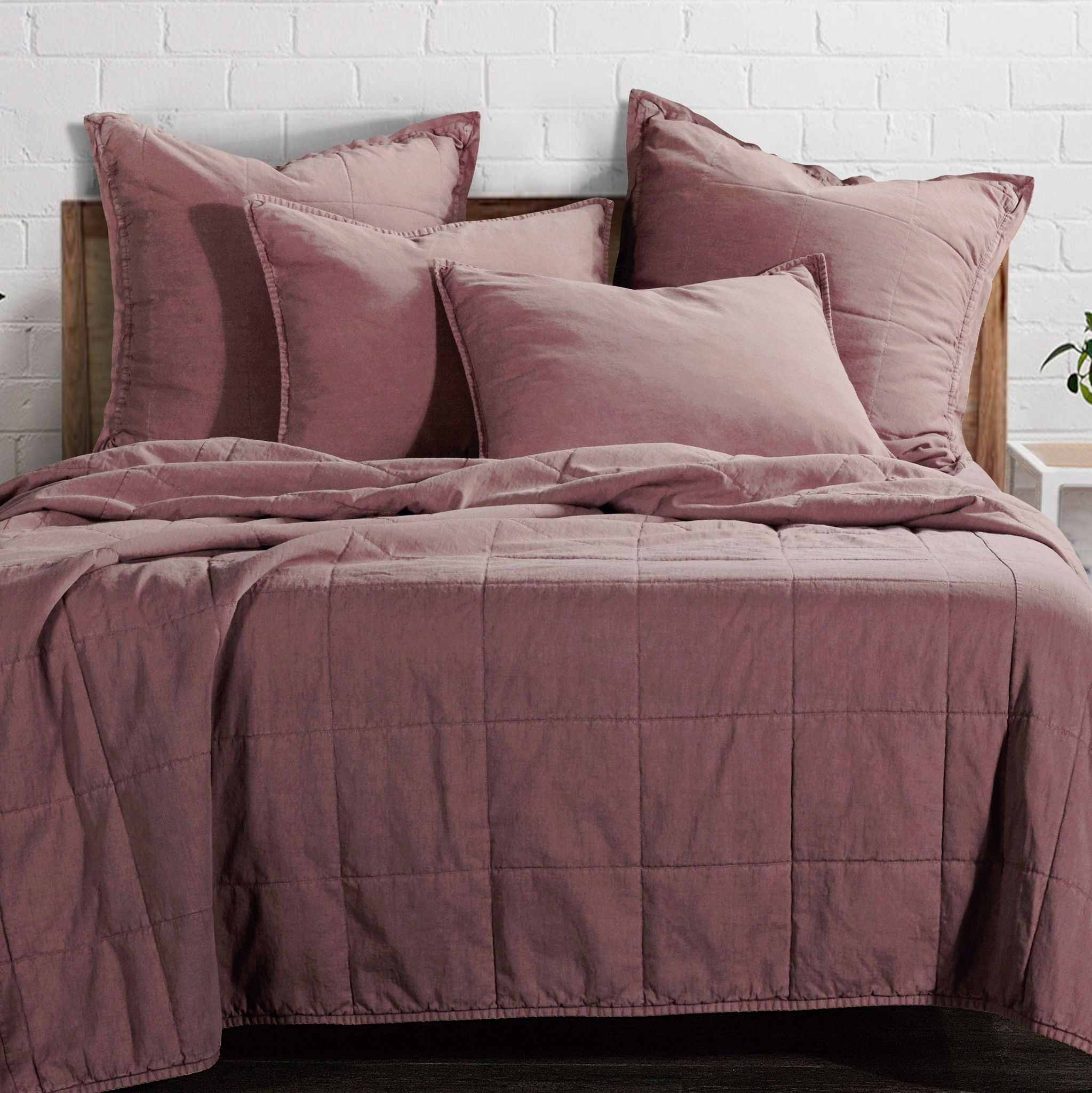 Cotton Canvas - Full/Queen Stonewashed Coverlet Set (Set of 3) - Sarsaparilla