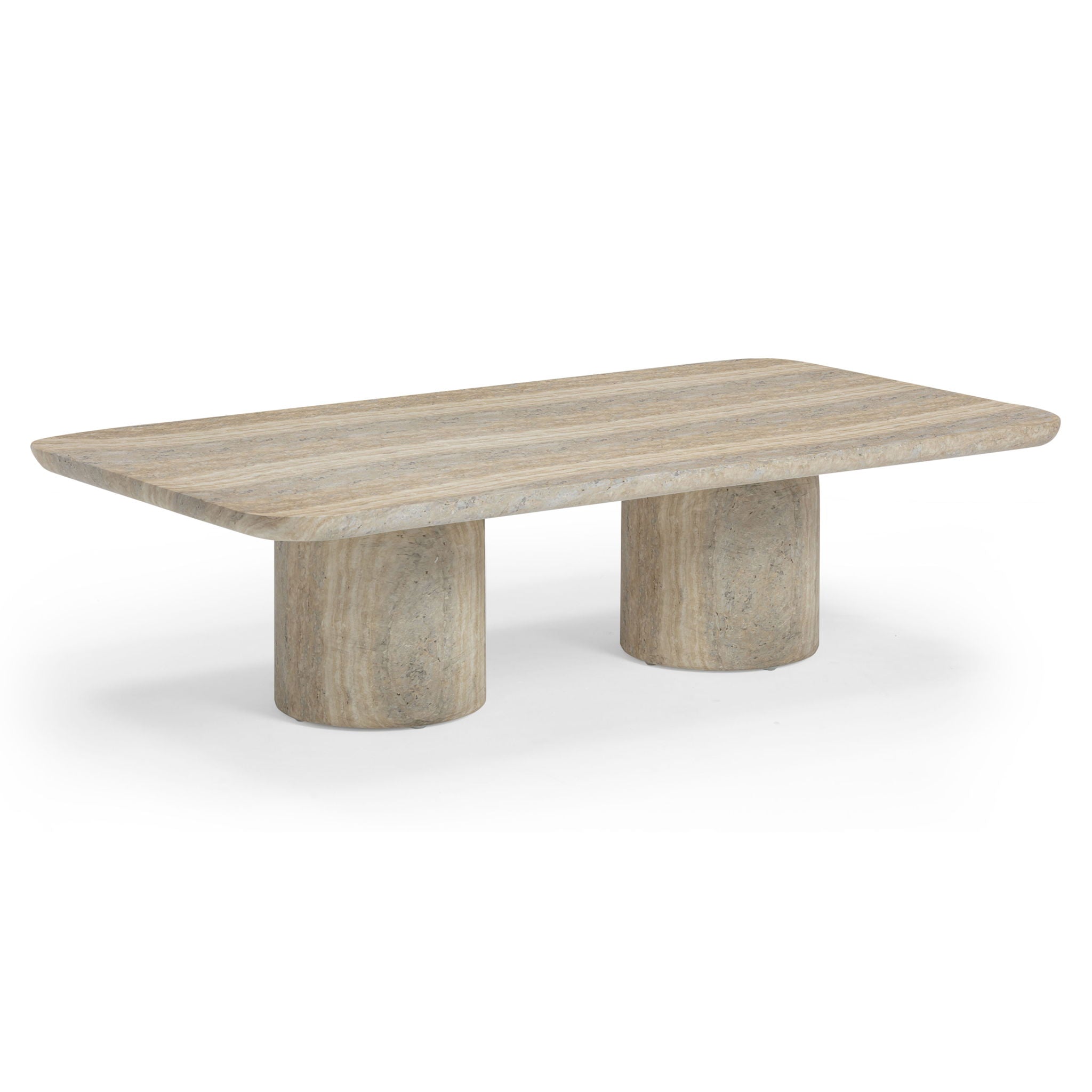 Tyche - Indoor / Outdoor Concrete Rectangular Coffee Table - Faux Travertine