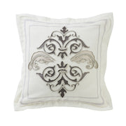 Charlotte - Square Flanged & Outlined Embroidered Pillow - White
