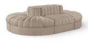 Rummi - Oval Velvet Performance Fabric Upholstered 6 Piece Modular Sectional