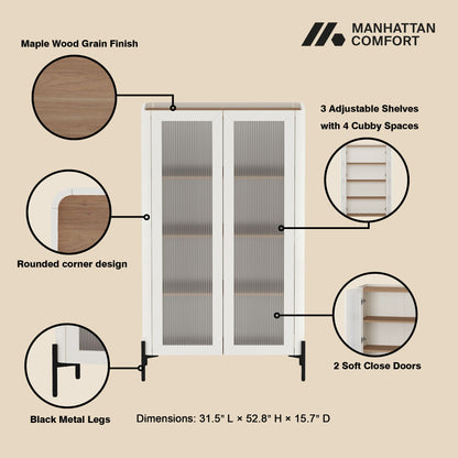 Abbey - Bookcase Cabinet With 4 Adjustable Shelves