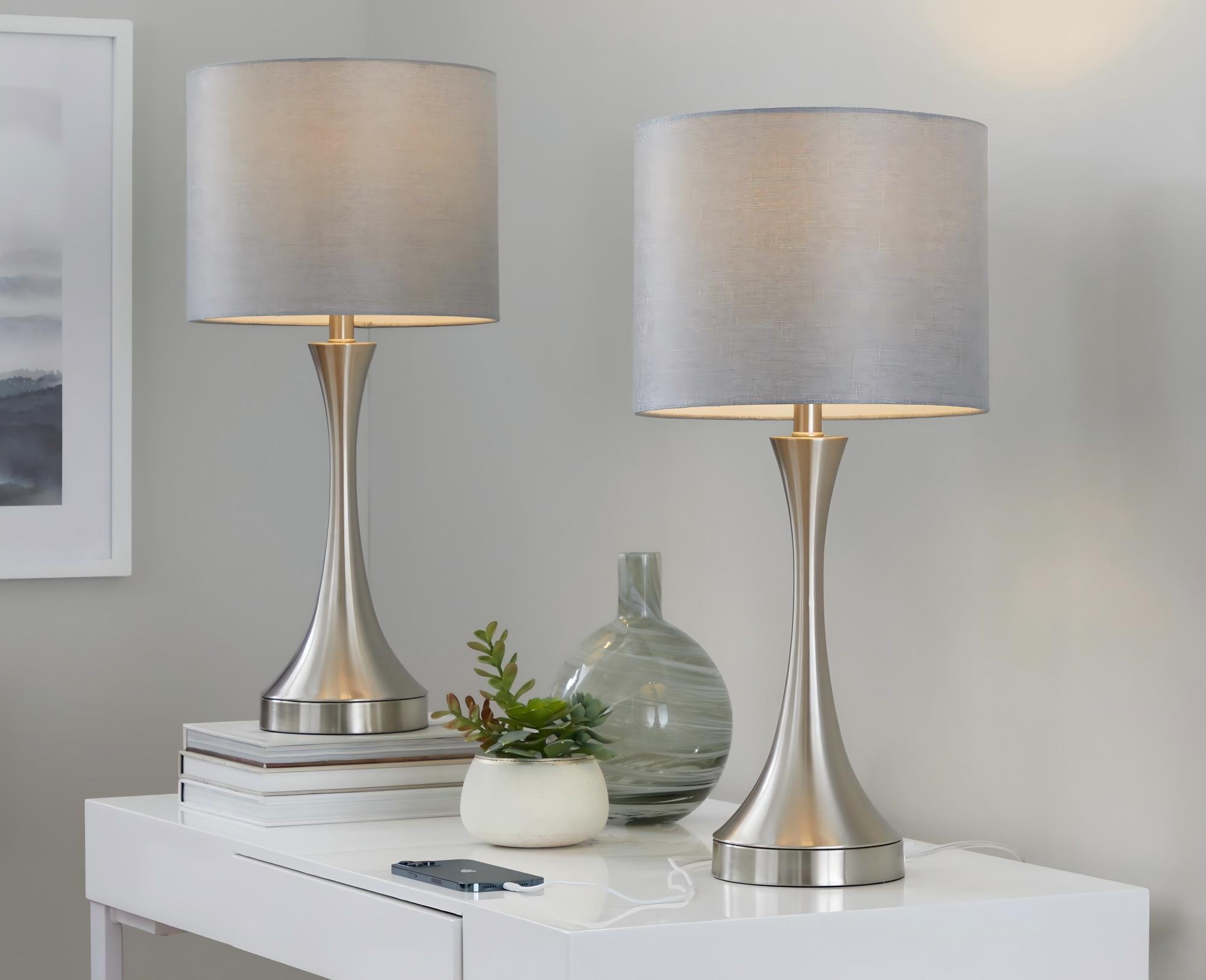 Lenuxe - Contemporary Table Lamp Built In USB Port (Set of 2)