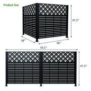 2 Panels Privacy Screen Outdoor Privacy Panels, Trash Can Enclosure, Air Conditioner Fence - Black