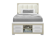 Emma - Full Bed With LED And USB - Light Brown / White